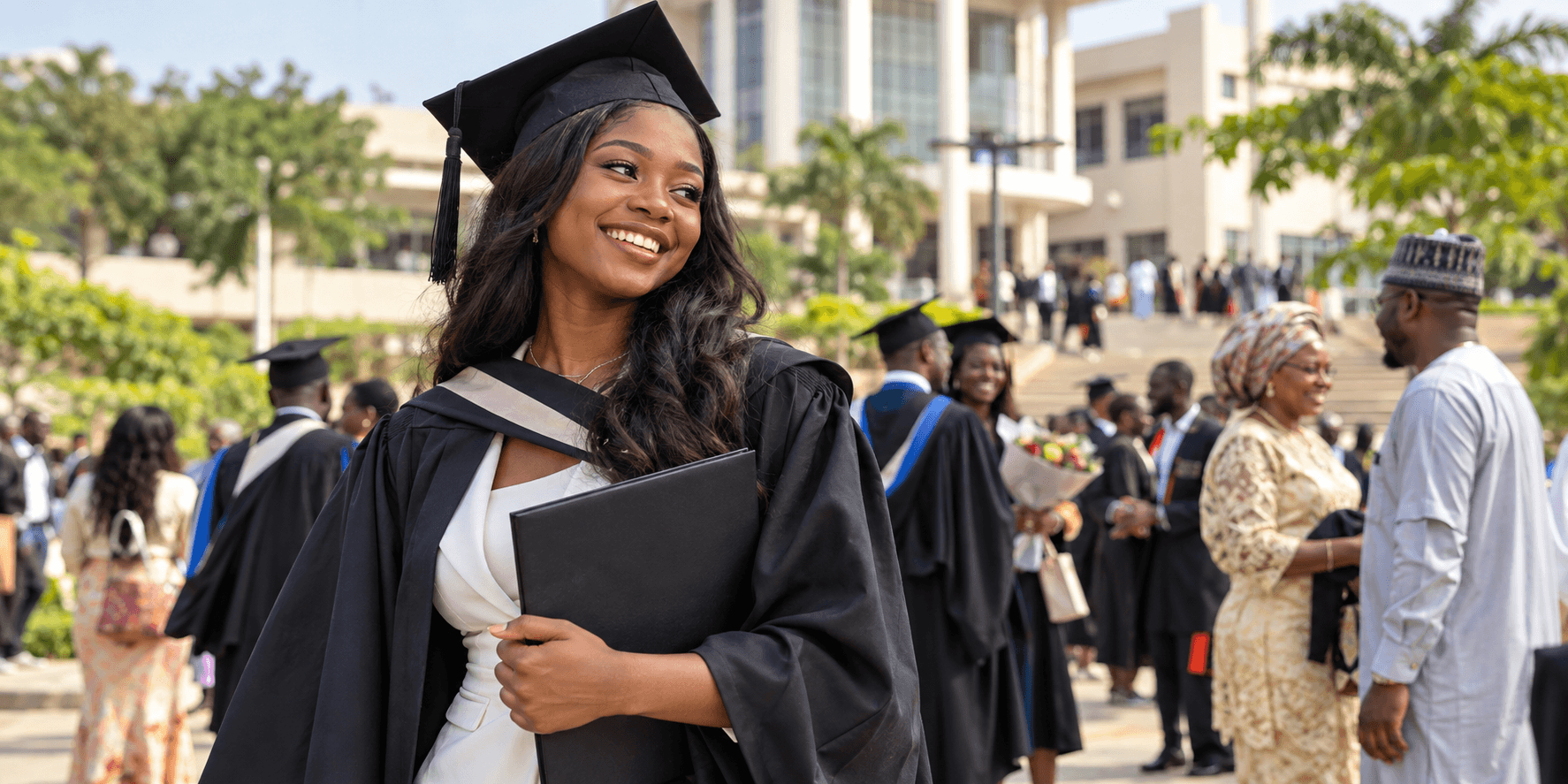 A graduate celebrating with SmartPrepAfrica